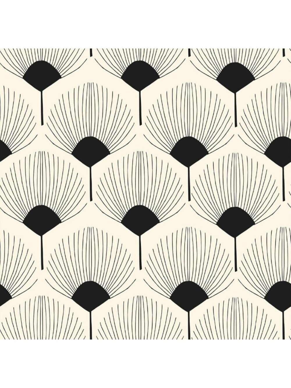 Modern Beige & Black Geometric Peel and Stick Wallpaper | Boho Art Deco Accent